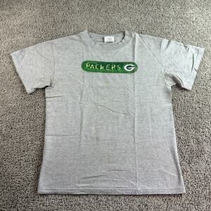 VINTAGE Green Bay Packers Shirt Boys 14/16 Gray Green Short Sleeve USA READ